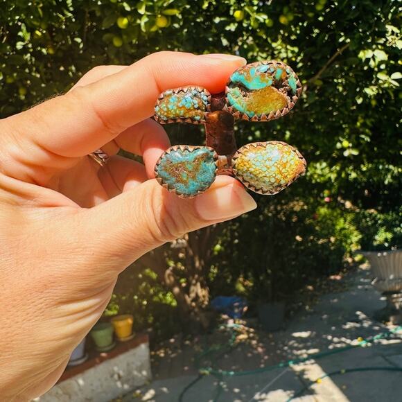 Huge Pitango Open Style Turquoise & Copper Statement Ring 7.25 One of a Kind! - Picture 5 of 7